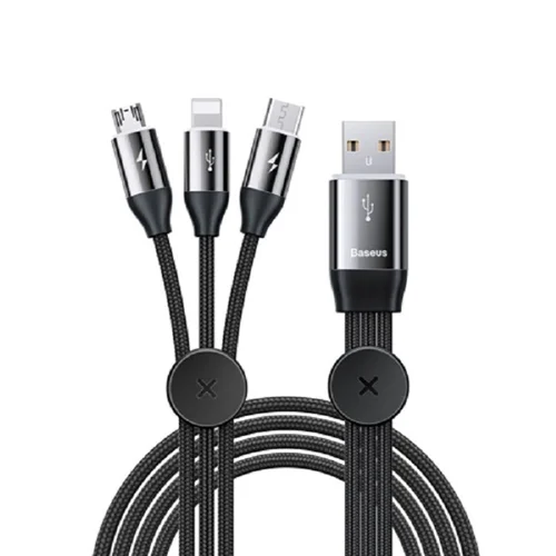 کابل تبدیل USB به USB-C/microUSB/Lightning باسئوس مدل CAMLT-FX01 طول 1 متر