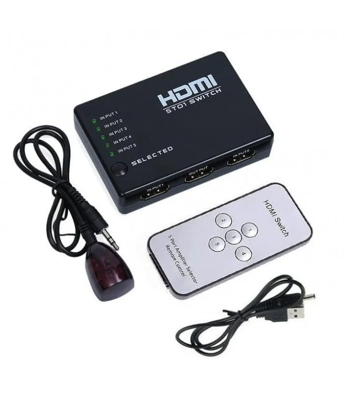 سوییچ HDMI پنج پورت وی نت مدل V-SWHD1405 همراه با کنترل