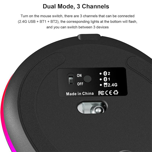 نمای زیر ماوس بیسیم ارگونومیک بلوتوثی JSY-14