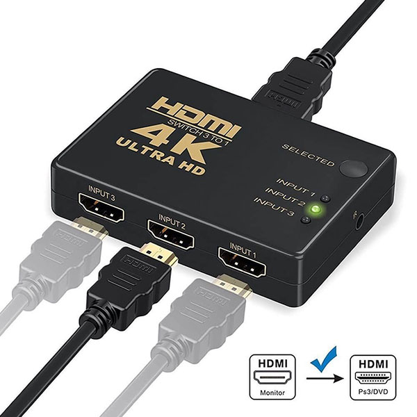 پورت های ورودی سوئیچ 3 پورت 4k UltraHD HDMI مدل UH-301