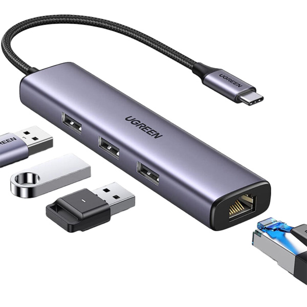 هاب 4 پورت USB 3.0 یوگرین مدل CM475-60600 با 3 پورت USB 3.0 و 1 پورت LAN