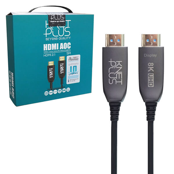 جعبه و بسته بندی کابل HDMI ورژن 2.1 فیبر نوری کی نت پلاس مدل KP-A156 طول 5 متر
