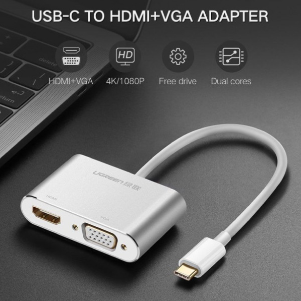 تبدیل تایپ سی به HDMI و VGA یوگرین مدل 30843-MM123