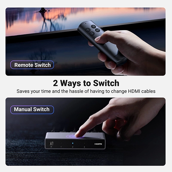 قابلیت کنترل سوئیچ 1 به 3 HDMI یوگرین مدل CM624-15604 8K