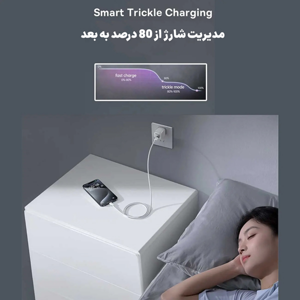 کابل شارژ Type-C باسئوس P10381400211-00 با مدیریت شارژ از 80 درصد به بعد
