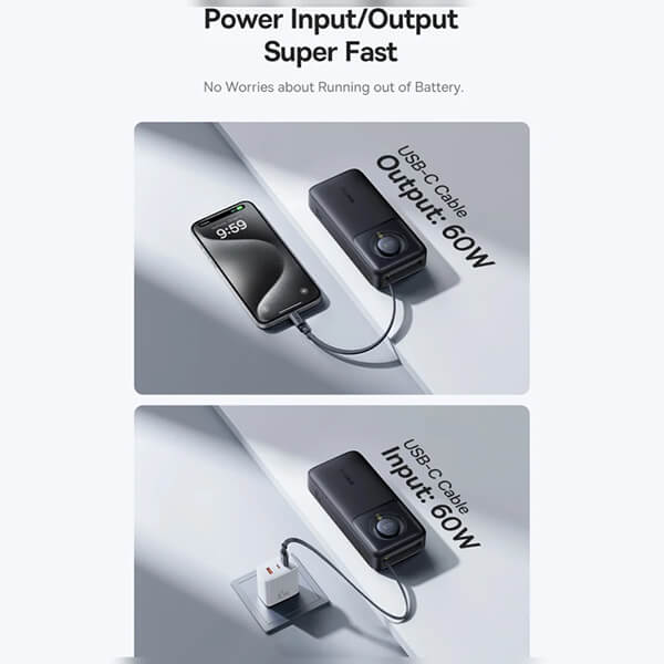 پاوربانک 65 وات باسئوس مدل Free2Pull P10073700123-00 ظرفیت 20000 میلی آمپر