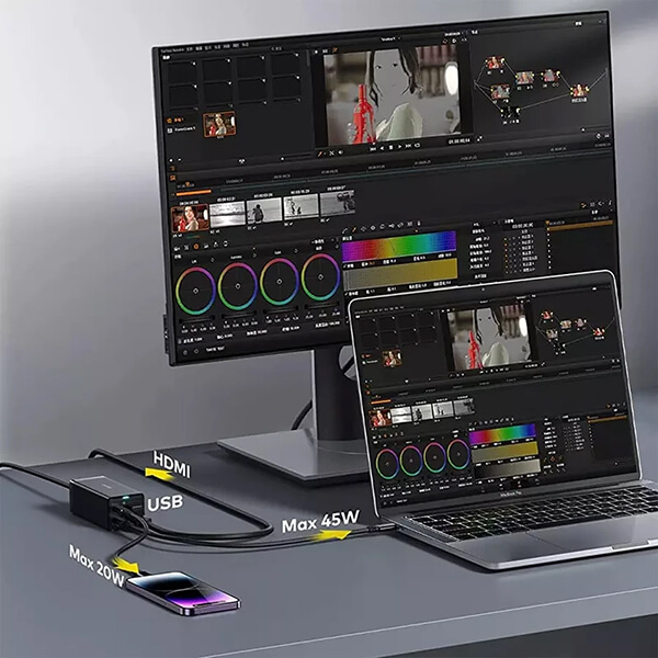 شارژر رومیزی و هاب 67W باسئوس مدل GaN5 Pro CCGP110201