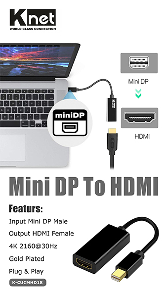 تبدیل Mini Displayport به HDMI کی نت مدل K-COMDPHD02