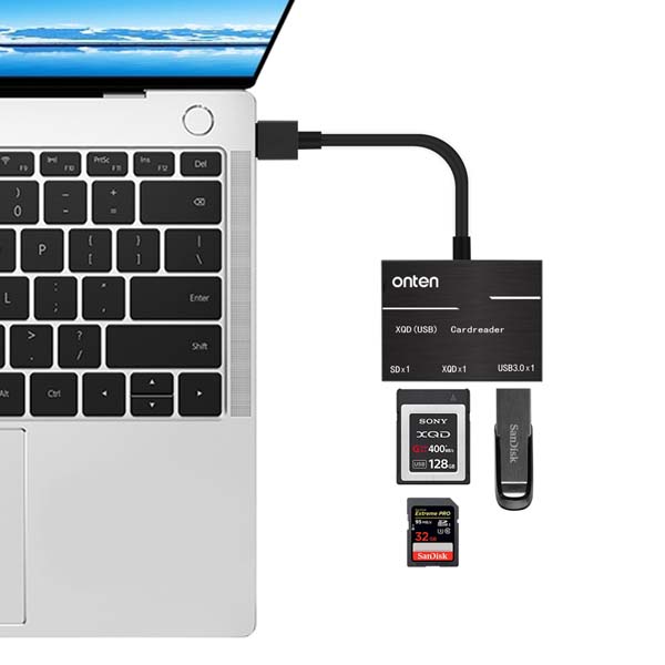 رم ریدر USB 3.0 اونتن مدل OTN-5212B با پورت USB 3.0 و درگاه حافظه SD و XQD