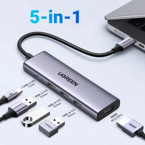 هاب 5 پورت Type-C یوگرین CM511-15597