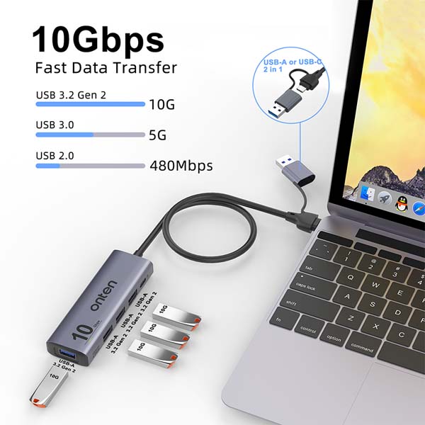 هاب USB-A و Type-C چهار پورت اونتن مدل UCA611