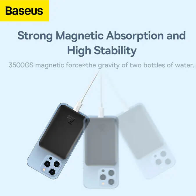 قدرت مگنت پاوربانک 20 وات باسئوس Magnetic Mini PPCX070001 