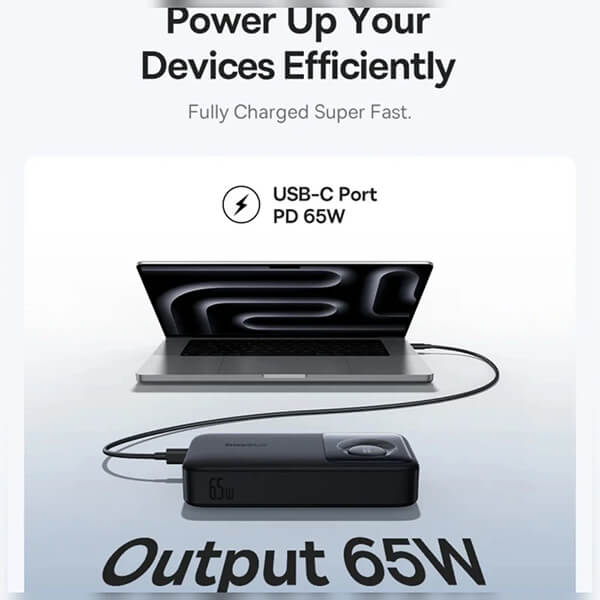 توان 65 وات پاوربانک باسئوس مدل Free2Pull P10073700123-00 ظرفیت 20000 میلی آمپر