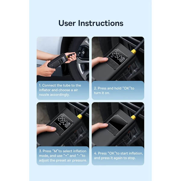 باد کردن سریع و دقیق پمپ باد باسئوس SuperMini Pro 