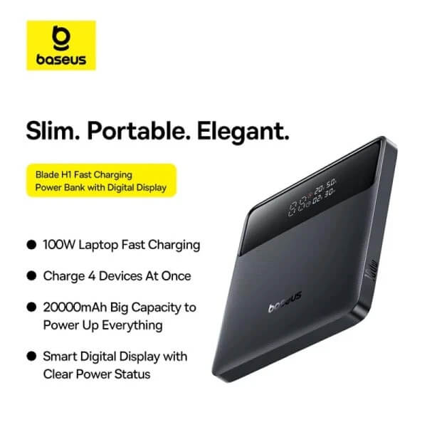 مشخصات پاوربانک باسئوس مدل Blade H1 P10021604123-00 