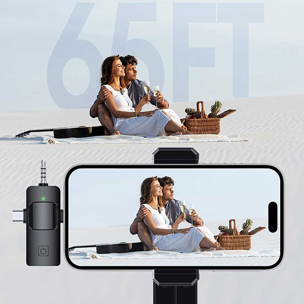 سازگاری میکروفون یقه ای بی سیم مدل K15 تک کاربره با رابط Type-C/Lightning/3.5mm با دیوایس های متنوع