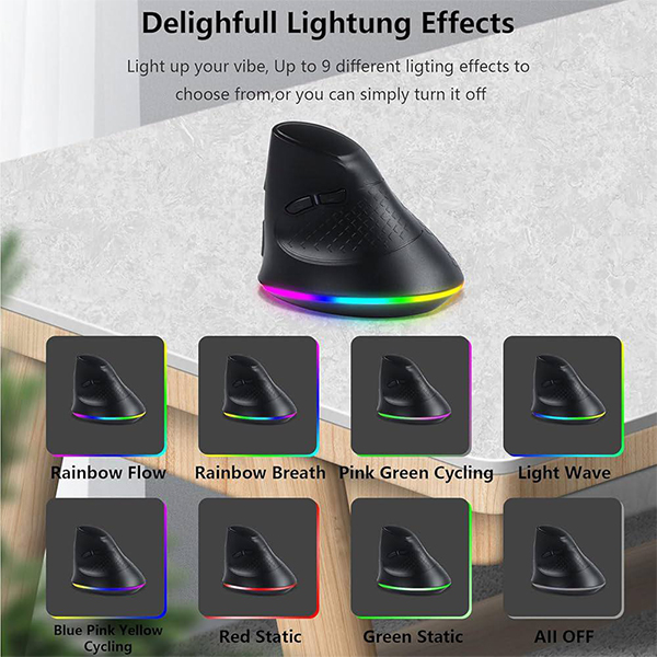 نورپردازی RGB ماوس ارگونومیک بلوتوثی JSY-14