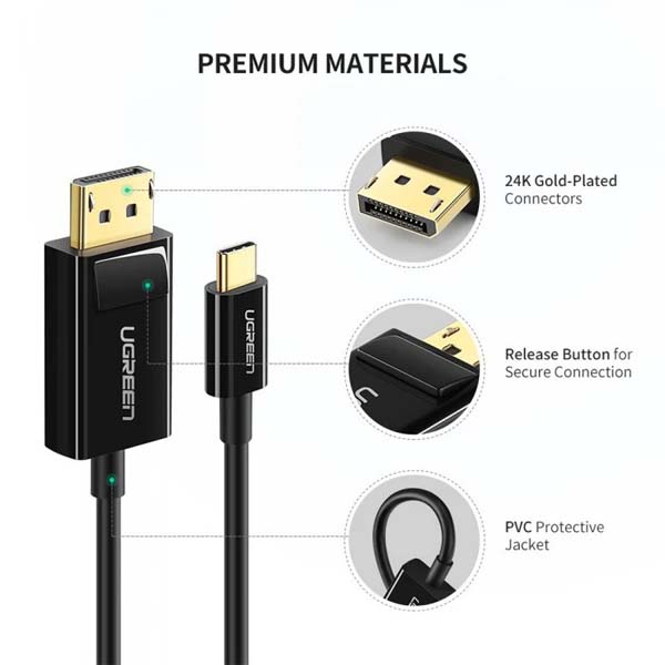 کابل Type-C به DisplayPort یوگرین مدل MM139-50994