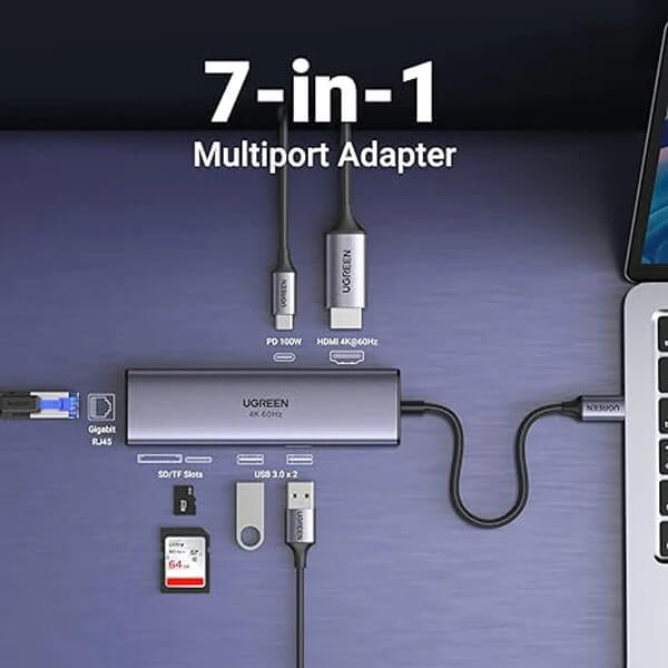 هاب 7 پورت Type-C یوگرین مدل CM512-60515