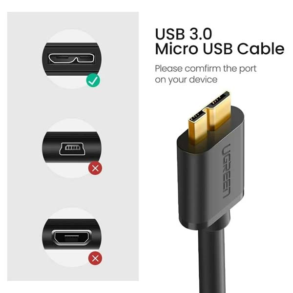 کابل Micro USB 3.0 (هارد) یوگرین مدل US130-10843 طول 2 متر