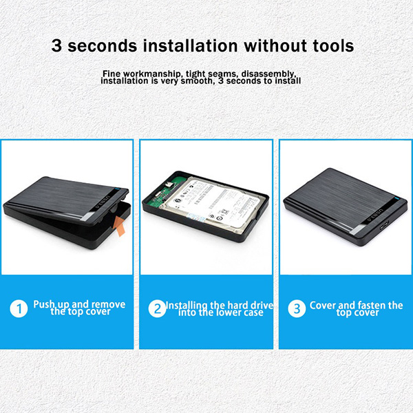 ریقه نصب هارد 2.5 اینچ در باکس هارد 2.5 اینچ USB 3.0 پلاستیکی