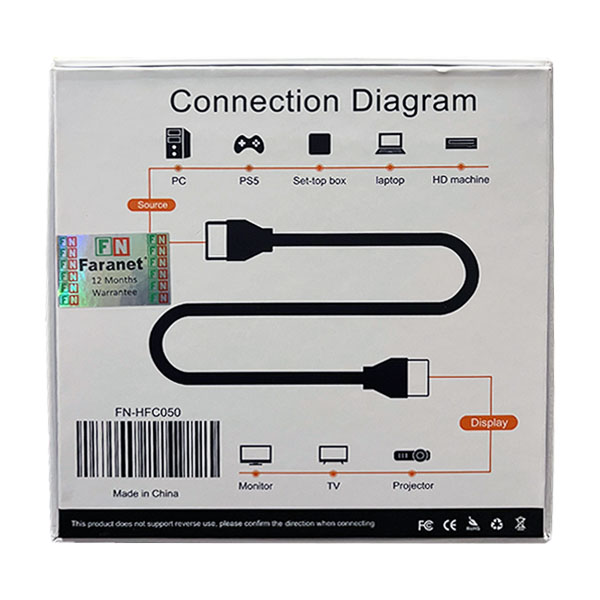 پک بسته بندی کابل HDMI ورژن 2.0 فیبر نوری فرانت FN-HFC050