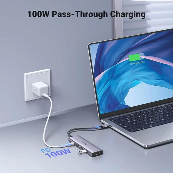 هاب 5 پورت Type-C یوگرین مدل CM511-15597 با 3 پورت USB 3.0 و 1 پورت HDMI و 1 پورت Type-C