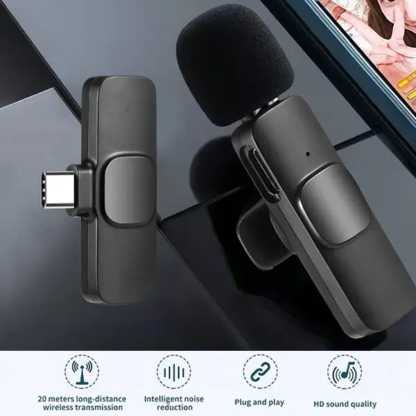 ویژگی ها و مزایای میکروفون یقه ای بی سیم K9 Dual Type-C