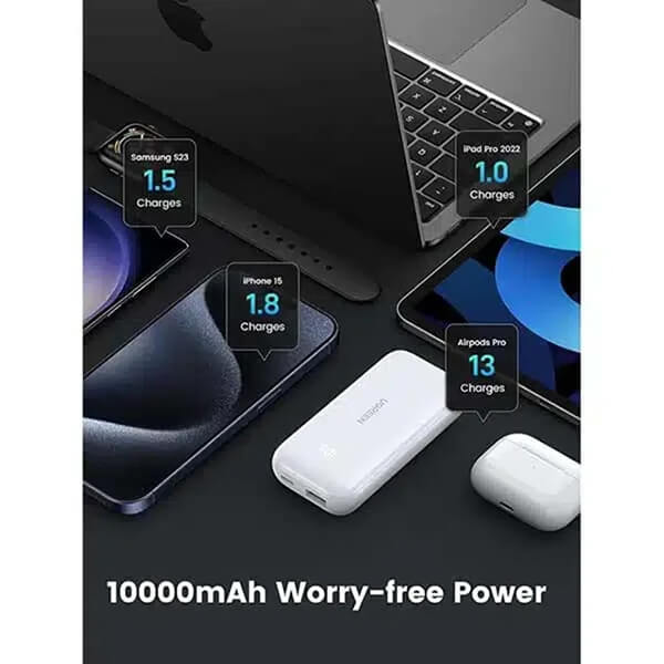 پاور بانک 30 وات یوگرین مدل PB501-25189 ظرفیت 10000 میلی آمپر ساعت فست شارژ