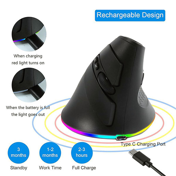 نوع اتصال و پورت شارژ ماوس بیسیم بلوتوثی JSY-14