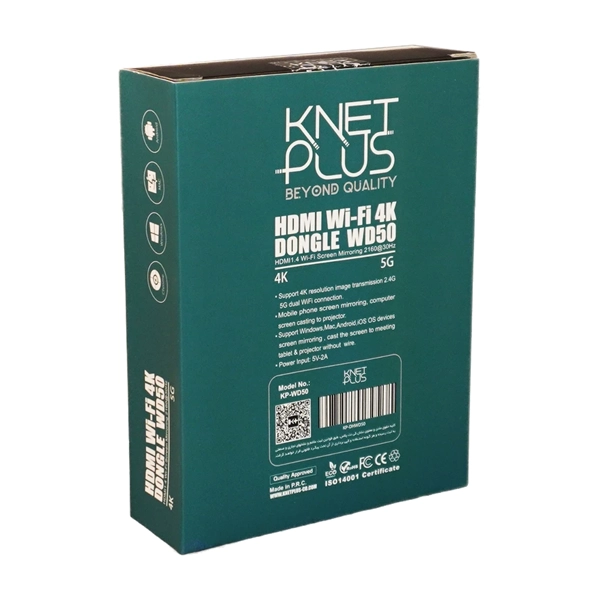 بسته بندی دانگل بی‌ سیم HDMI کی نت پلاس KP-WD50