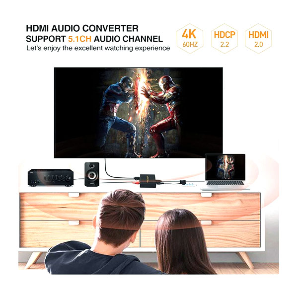 مبدل HDMI به HDMI + Audio مدل HTHA (جدا کننده صدا)