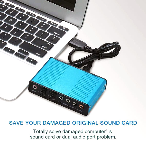 اتصال کارت صدا اکسترنال اپتیکال OPT-6CH به لپ تاپ