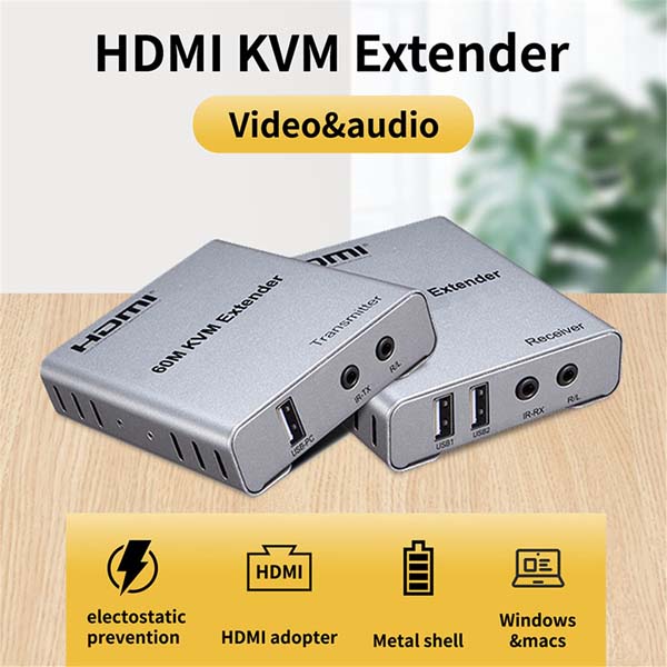 اکستندر  HDMI و KVM ونتولینک 60 متری با خروجی صدا