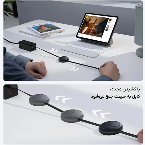 کابل شارژ دوسر تایپ‌سی جمع‌شونده 60 وات یک متری بیسوس P10364500111 CB000088