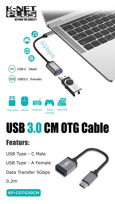 تبدیل OTG تایپ سی به USB 3.0 کی نت پلاس مدل KP-COTG30CM