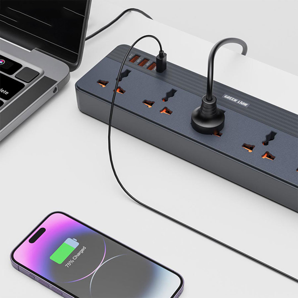 چند راهی هوشمند و شارژر گرین لاین مدل GS-250 Power Socket&nbsp;2500W