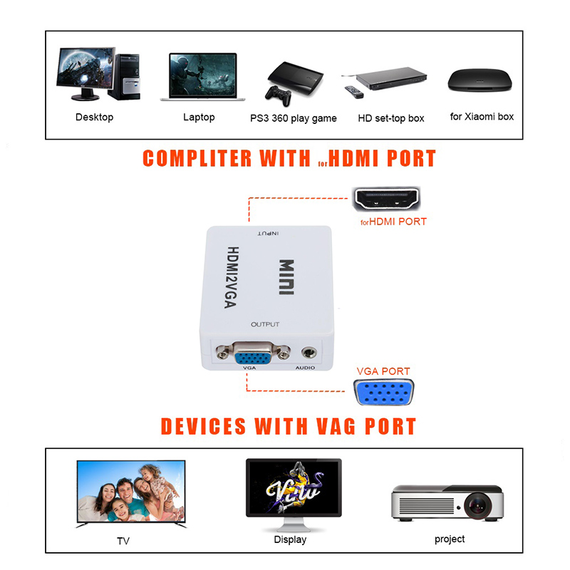 اتصال HDMI دوربین-PS3-ایکس باکس به VGA مانیتور و پروژکتور