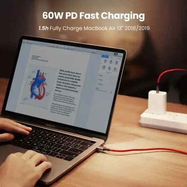 کابل Type C دو سر نر یوگرین مدل 60186-US294 طول 1 متر با قابلیت PD و شارژ سریع Quick Charge 4.0,3.0