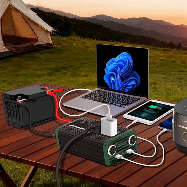 سیستم خنک‌ کننده و محافظت ایمنی اینورتر فندکی خودرو 800 وات گرین لاین GC-350 Car Inverter