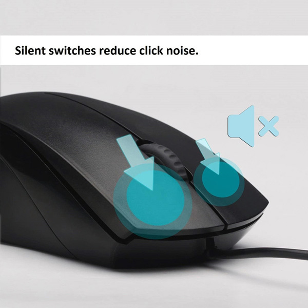 کلید های بی صدا در ماوس رپو N1600 Silent Wired Mouse