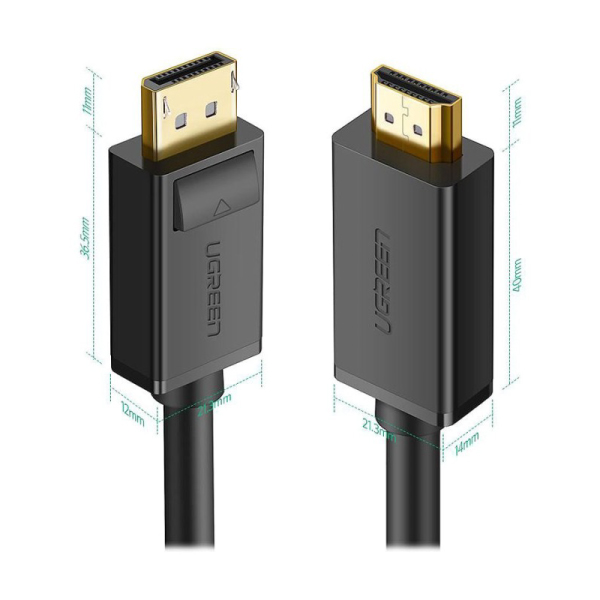 ویژگی‌ها و مزایای فنی کابل تبدیل DisplayPort به HDMI یوگرین DP101-10202 طول 2 متر