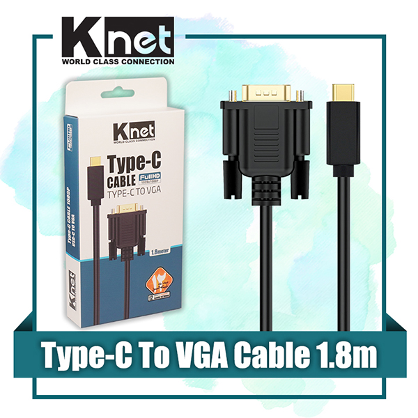 کابل تبدیل Type-C به VGA با رزولوشن FullHD کی نت مدل K-CUCMVG18 طول 1.8 متر