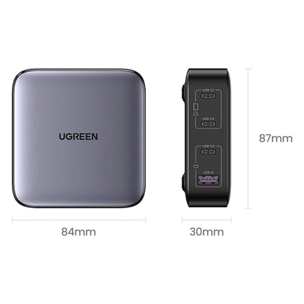 شارژر رومیزی 100 وات یوگرین مدل CD328-90928 با 1 خروجی USB-A و 3 خروجی USB-C