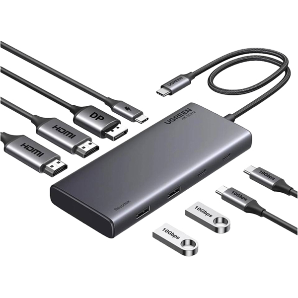 هاب 8 پورت Type-C یوگرین مدل CM639-35625 با دو خروجی HDMI و DisplayPort