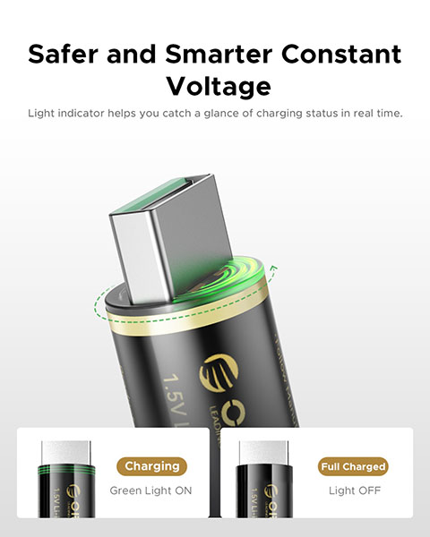 شارژ راحت خرید باتری قابل شارژ USB-A قلمی اوریکو EG5A-UN-2PK-BP ظرفیت ۱۴۰۰mWh