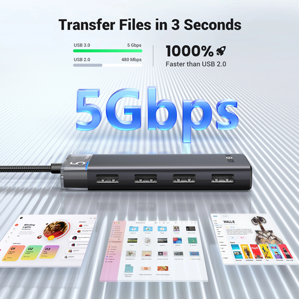 هاب 4 پورت USB 3.0 یوگرین مدل CM653-15548 با سرعت انتقال 5Gbps