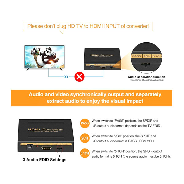تبدیل جدا کننده صدا HDMI به HDMI + Audio مدل HTHA
