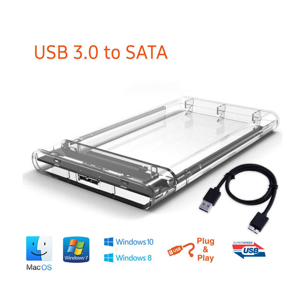 نصب و سازگاری با دیوایس‌ها باکس هارد دیسک 2.5 اینچ USB 3.0 شیشه ای
