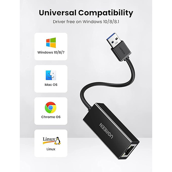 تبدیل USB 3.0 به LAN یوگرین مدل CR111-20256 با سرعت 10/100/1000 مگابیت بر ثانیه